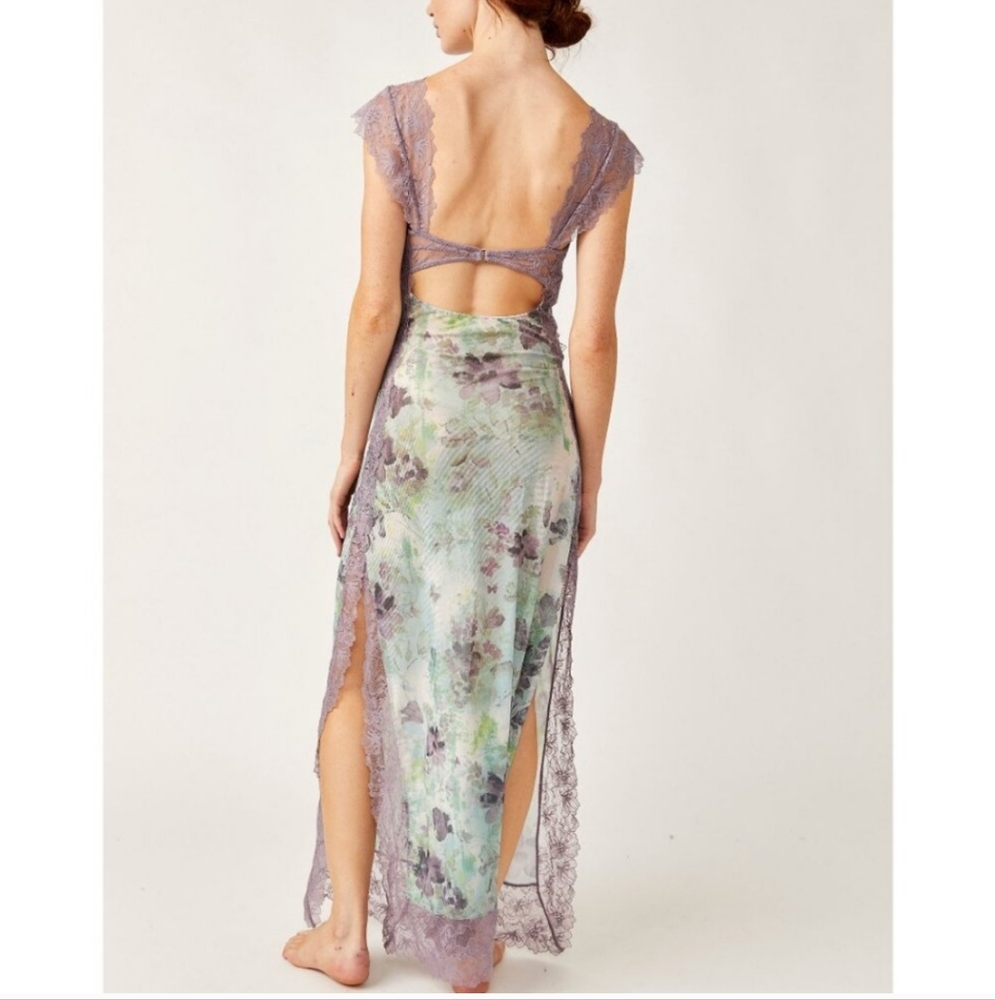 **1 XL Left!!**Free People Suddenly Fine Maxi Slip Dress / Moss Combo - Picture 13 of 15